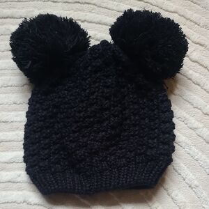 Mickey Ears Black Lined Knit Beanie